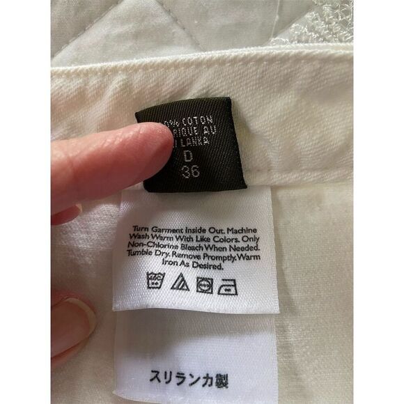 Eddie Bauer Denim Skirt Off White Button Fly Knee Length Skirt Size 6 - Picture 5 of 12